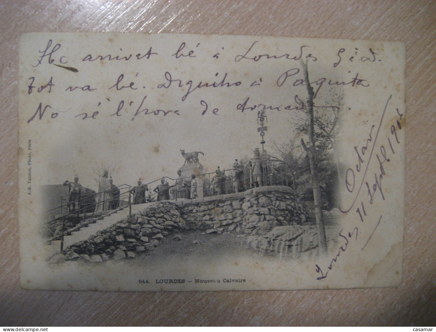 LOURDES 1906 To Barcelona Spain Nouveau Calvaire Postcard FRANCE - Covers & Documents