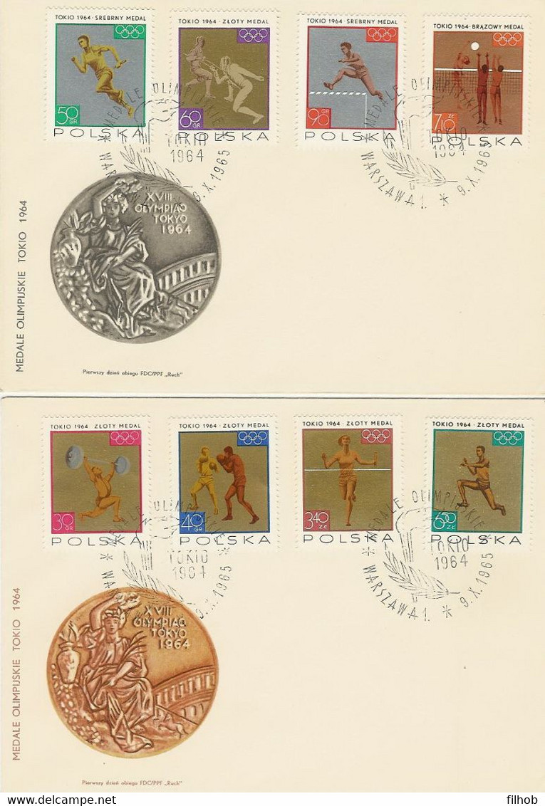Poland FDC.1472-79 #2: Sport Olympic Games Tokyo 1964 - Medals Of Poles - FDC