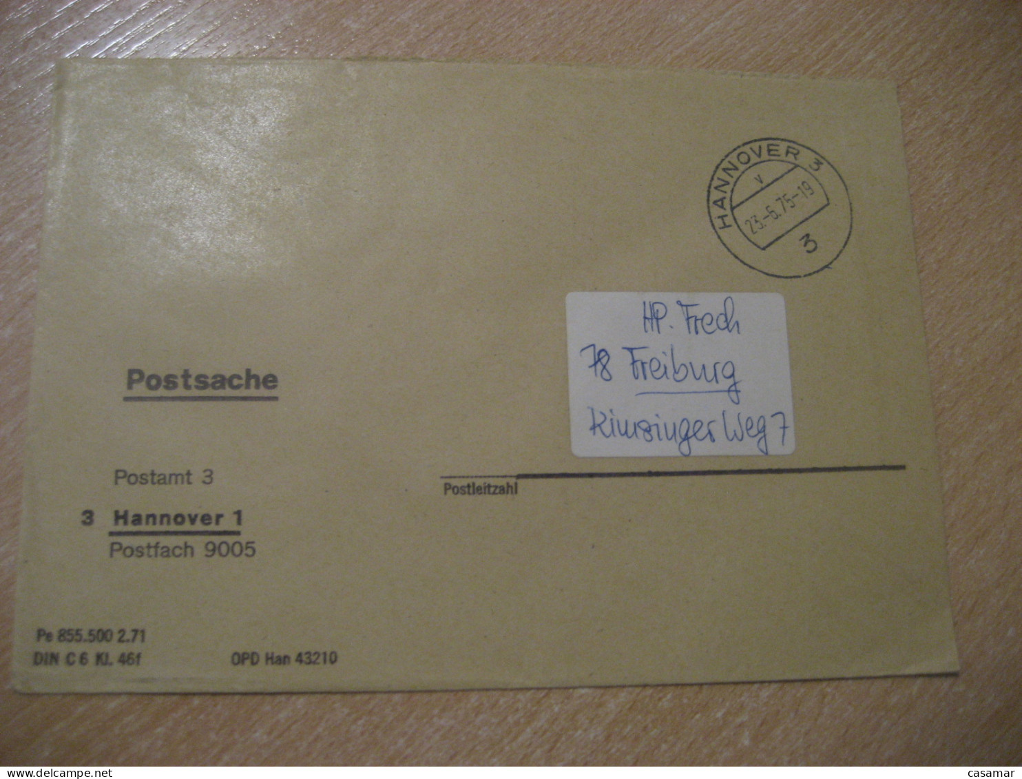HANNOVER 1975 To Freiburg Postage Paid Cancel Cover GERMANY - Covers & Documents