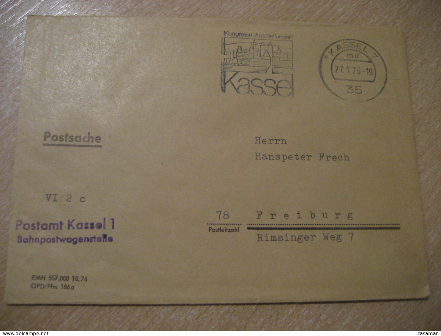 KASSEL 1975 Kongresse Ausstellungen To Freiburg Postage Paid Cancel Cover GERMANY - Covers & Documents