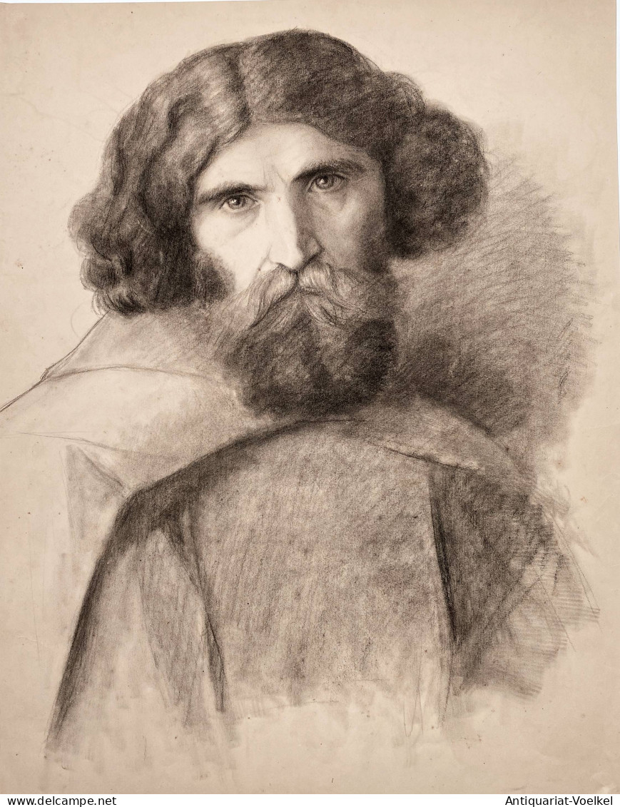 (Portrait Eines Mannes Mit Bart - Portrait Of A Man With A Beard) - Mann / Zeichnung Dessin Drawing - Stiche & Gravuren