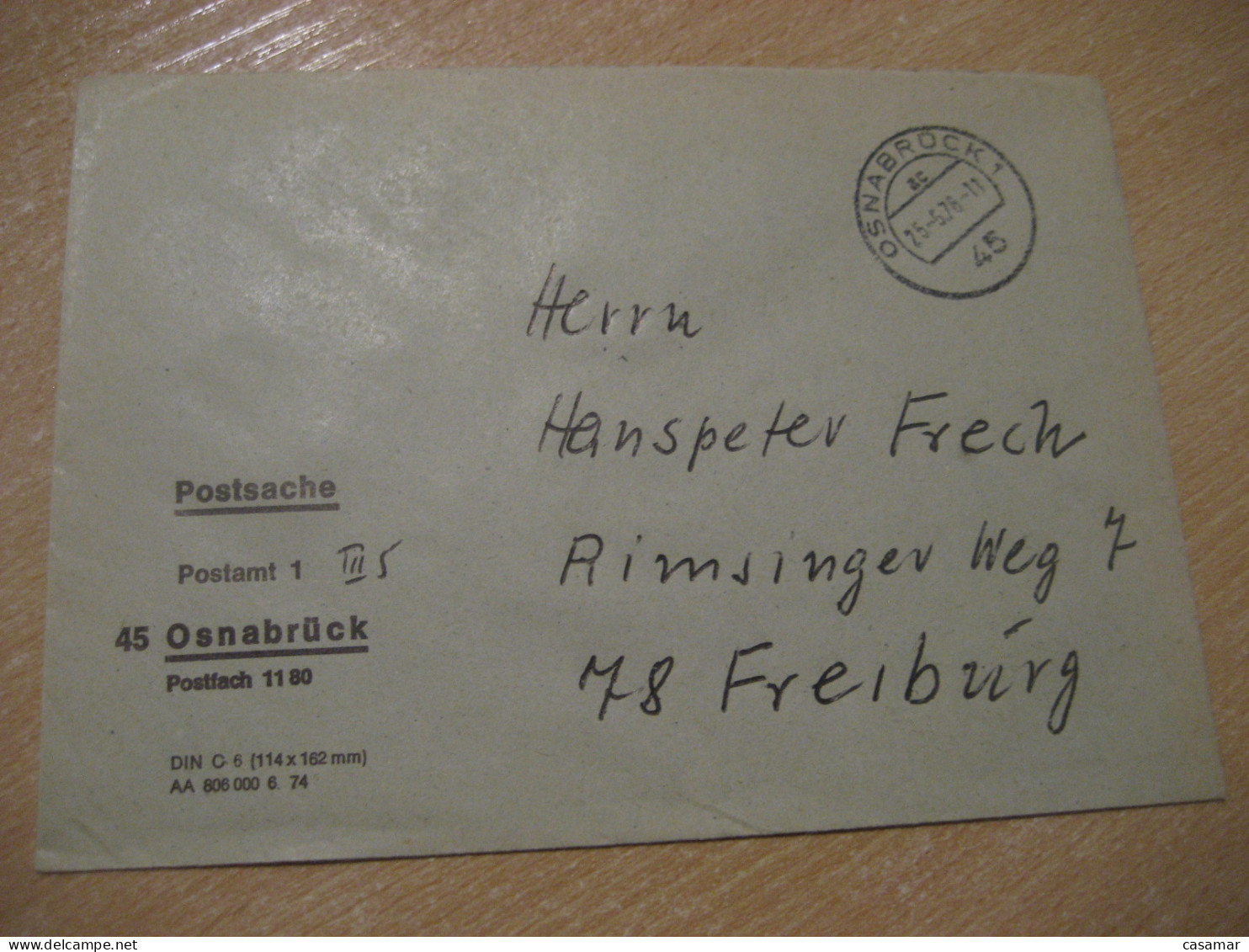 OSNABRUCK 1976 To Freiburg Postage Paid Cancel Cover GERMANY - Lettres & Documents