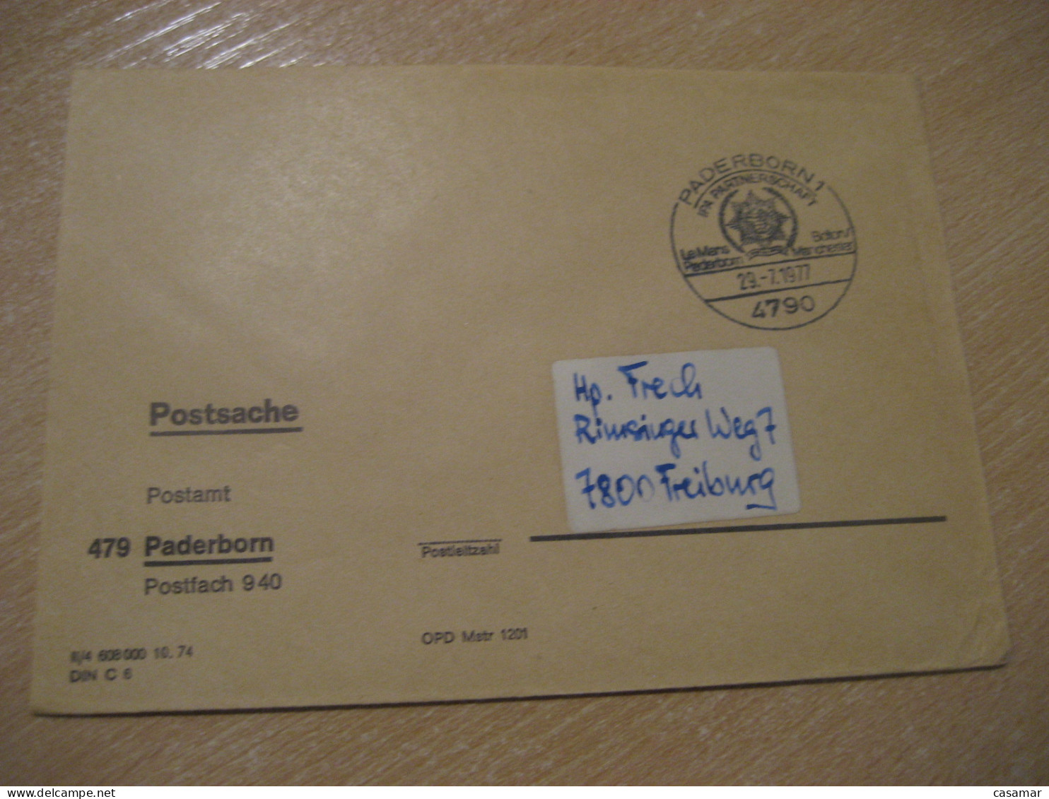 PADERBORN 1977 Le Mans Bolton Manchester To Freiburg Postage Paid Cancel Cover GERMANY - Lettres & Documents