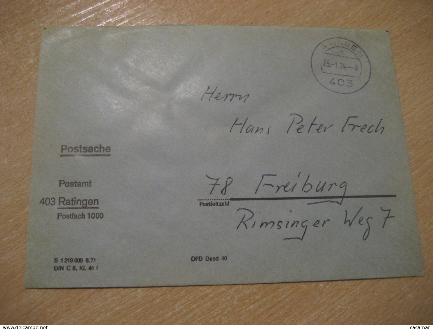 RATINGEN 1974 To Freiburg Postage Paid Cancel Cover GERMANY - Lettres & Documents