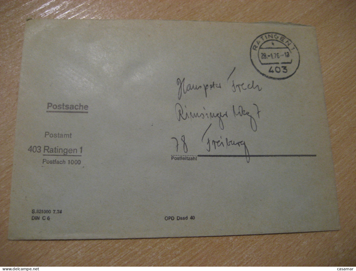 RATINGEN 1976 To Freiburg Postage Paid Cancel Cover GERMANY - Lettres & Documents