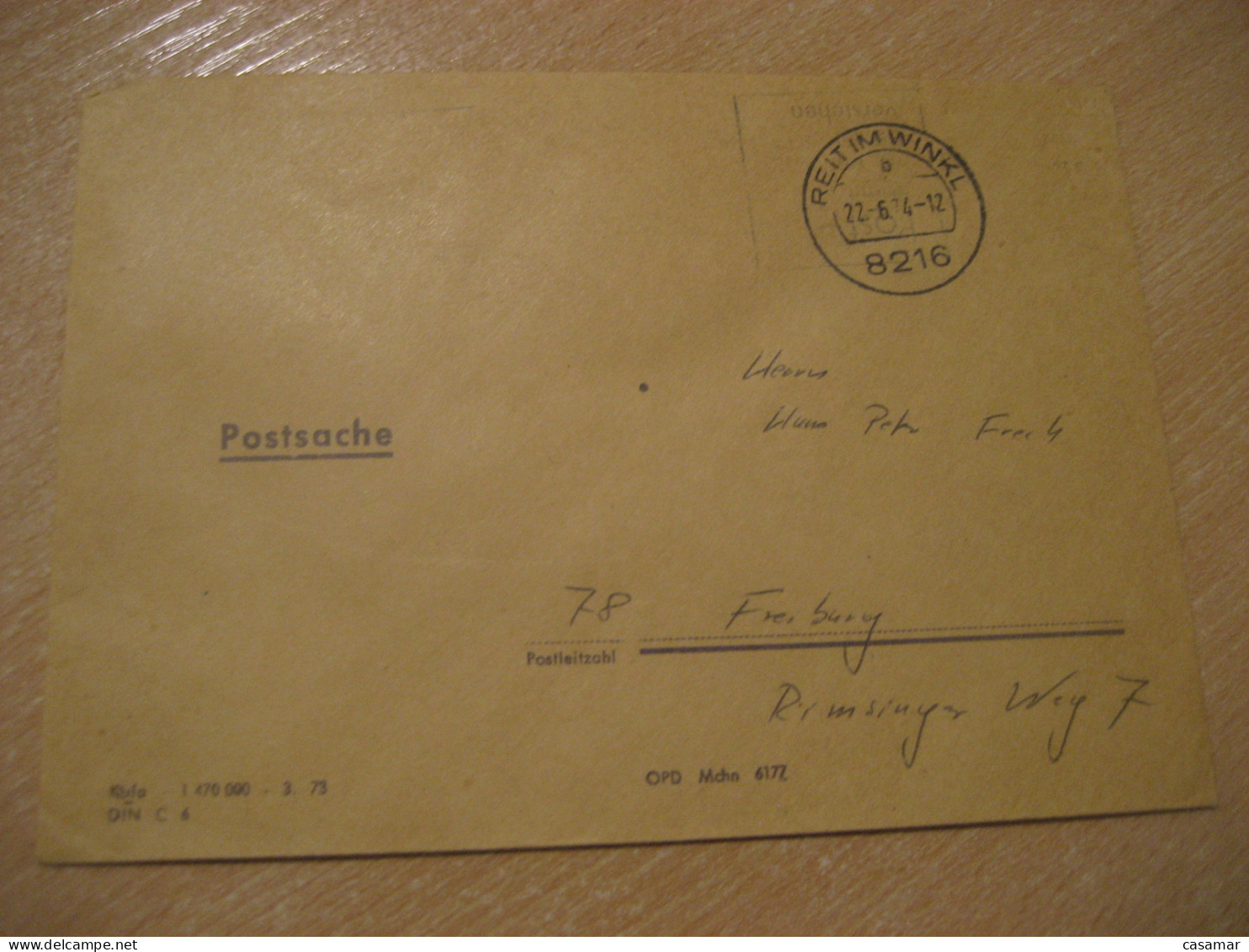 REIT IM WINKL 1974 To Freiburg Postage Paid Cancel Cover GERMANY - Lettres & Documents