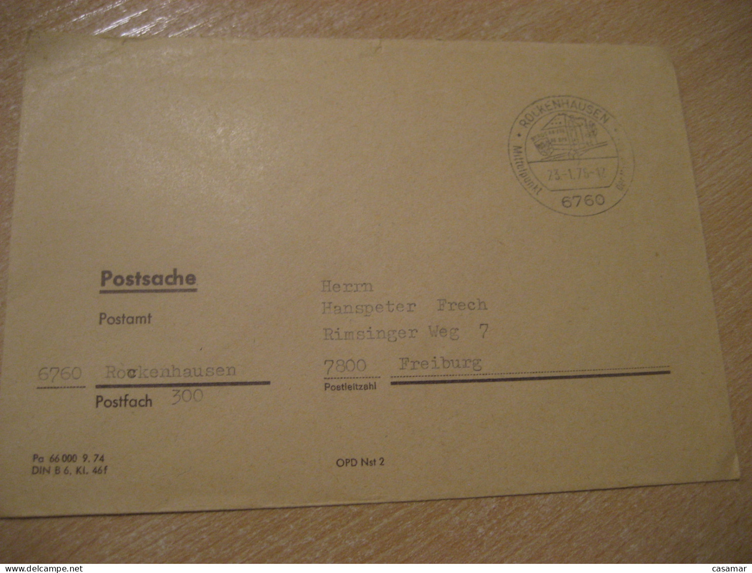 ROCKENHAUSEN 1976 To Freiburg Postage Paid Cancel Cover GERMANY - Briefe U. Dokumente