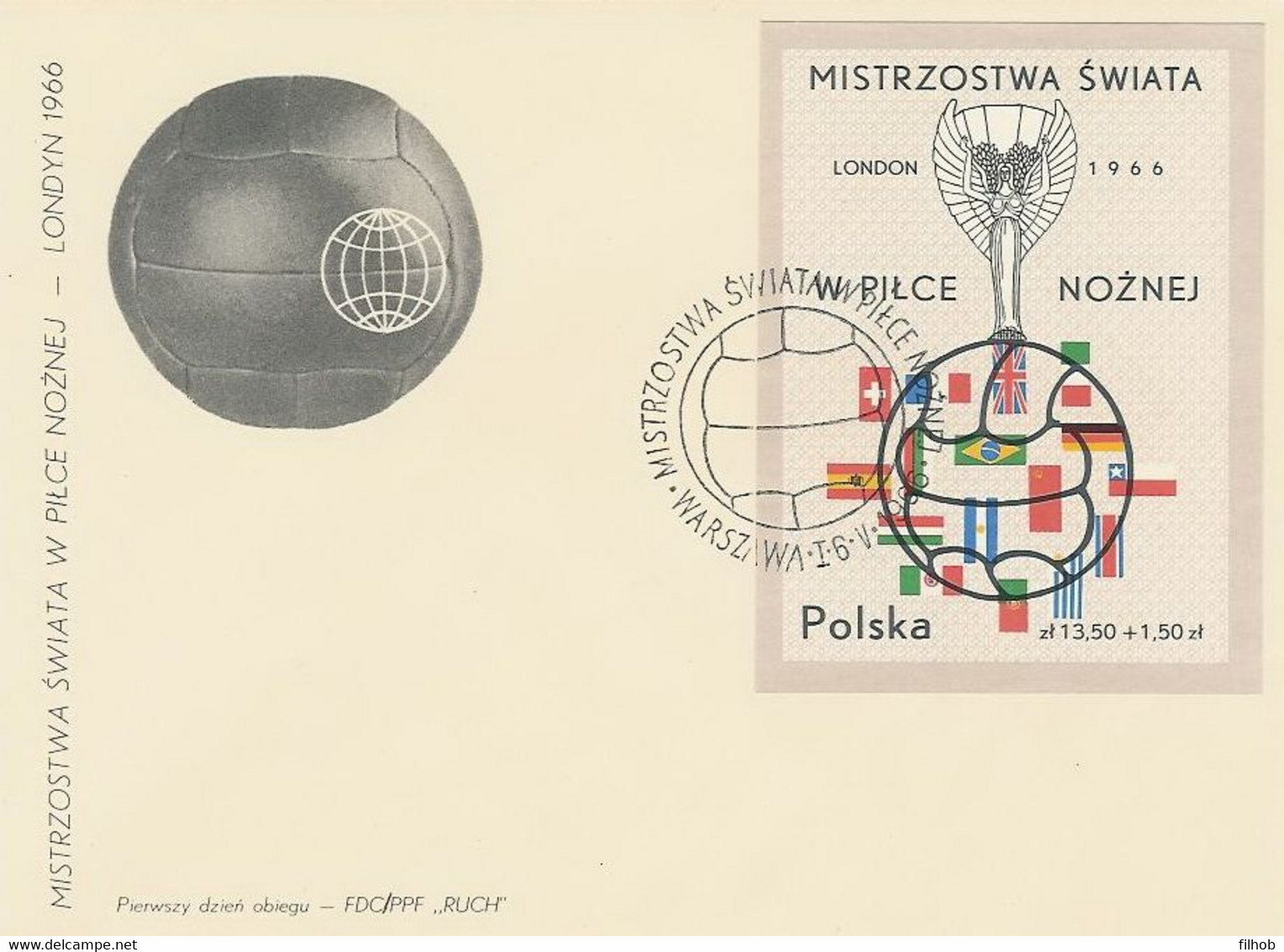 Poland FDC.1524: Sport World Football Championship 1966 England - FDC