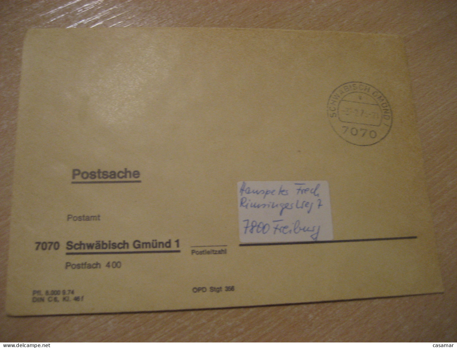 SCHWABISCH GMUND 1976 To Freiburg Postage Paid Cancel Cover GERMANY - Lettres & Documents