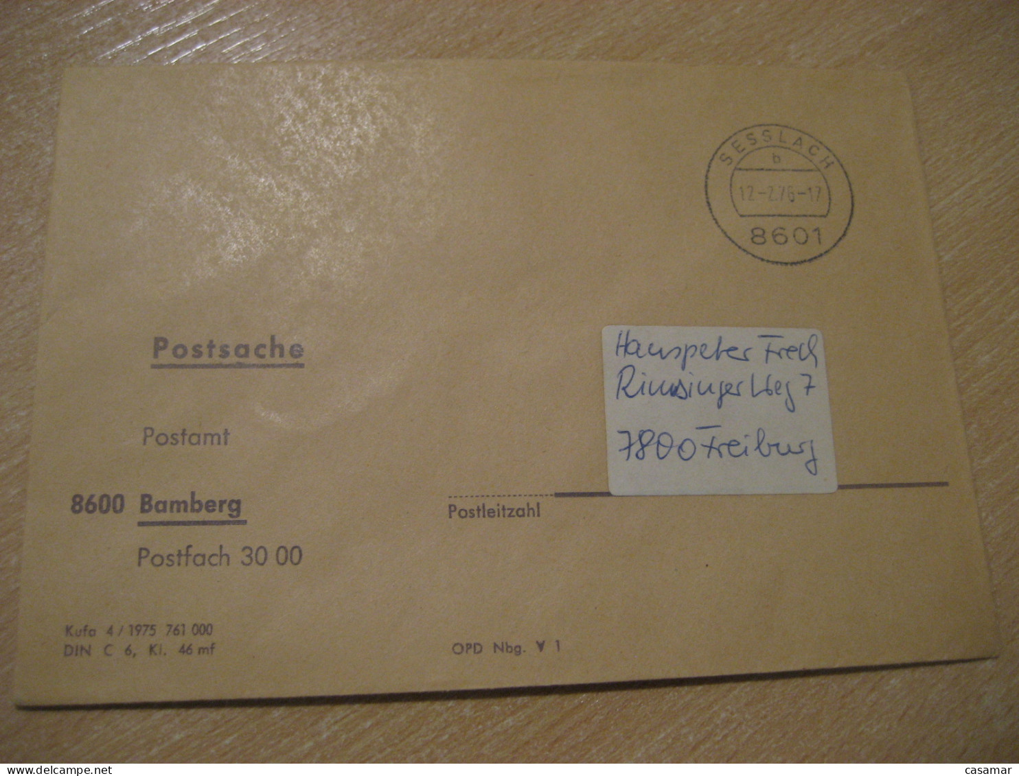 SESSLACH 1976 To Freiburg Postage Paid Cancel Cover GERMANY - Brieven En Documenten