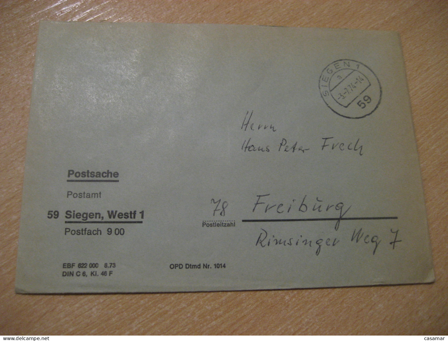 SIEGEN 1974 To Freiburg Postage Paid Cancel Cover GERMANY - Briefe U. Dokumente