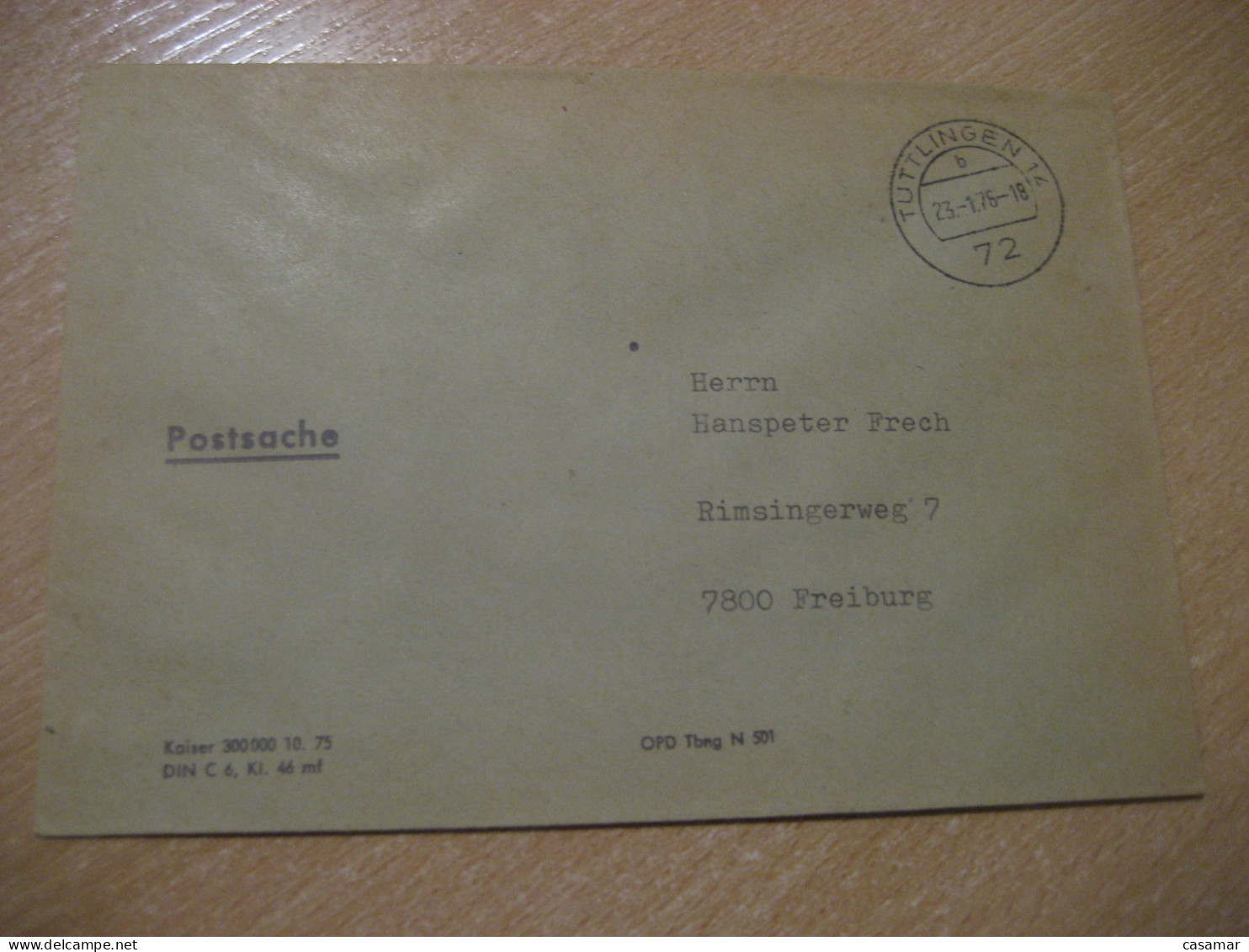 TUTTLINGEN 1976 To Freiburg Postage Paid Cancel Cover GERMANY - Covers & Documents
