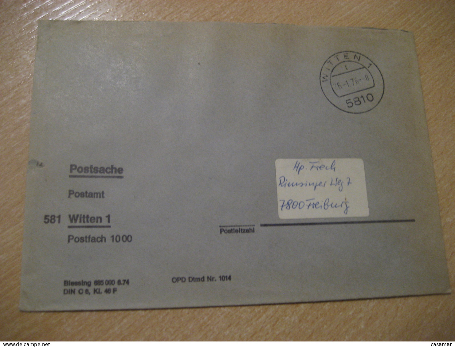 WITTEN 1976 To Freiburg Postage Paid Cancel Cover GERMANY - Lettres & Documents