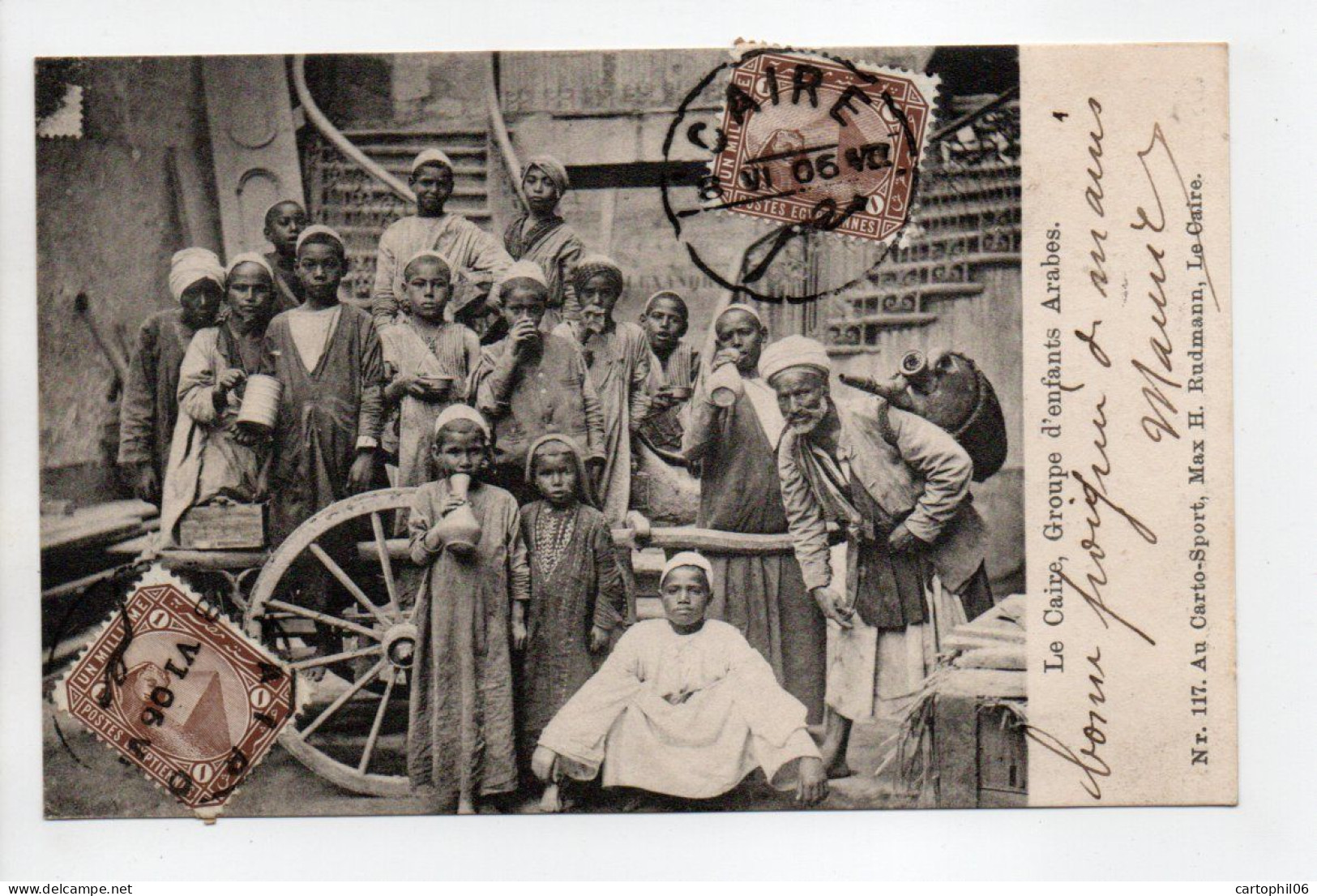 - CPA LE CAIRE / CAIRO (Egypte) - Groupe D'enfants Arabes 1906 (belle Animation) - Edition Rudmann 117 - - Le Caire