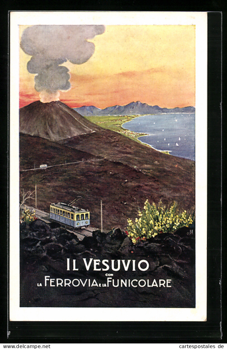 AK Il Vesuvio Con La Ferroravia E La Funicolare, Bergbahn  - Other & Unclassified
