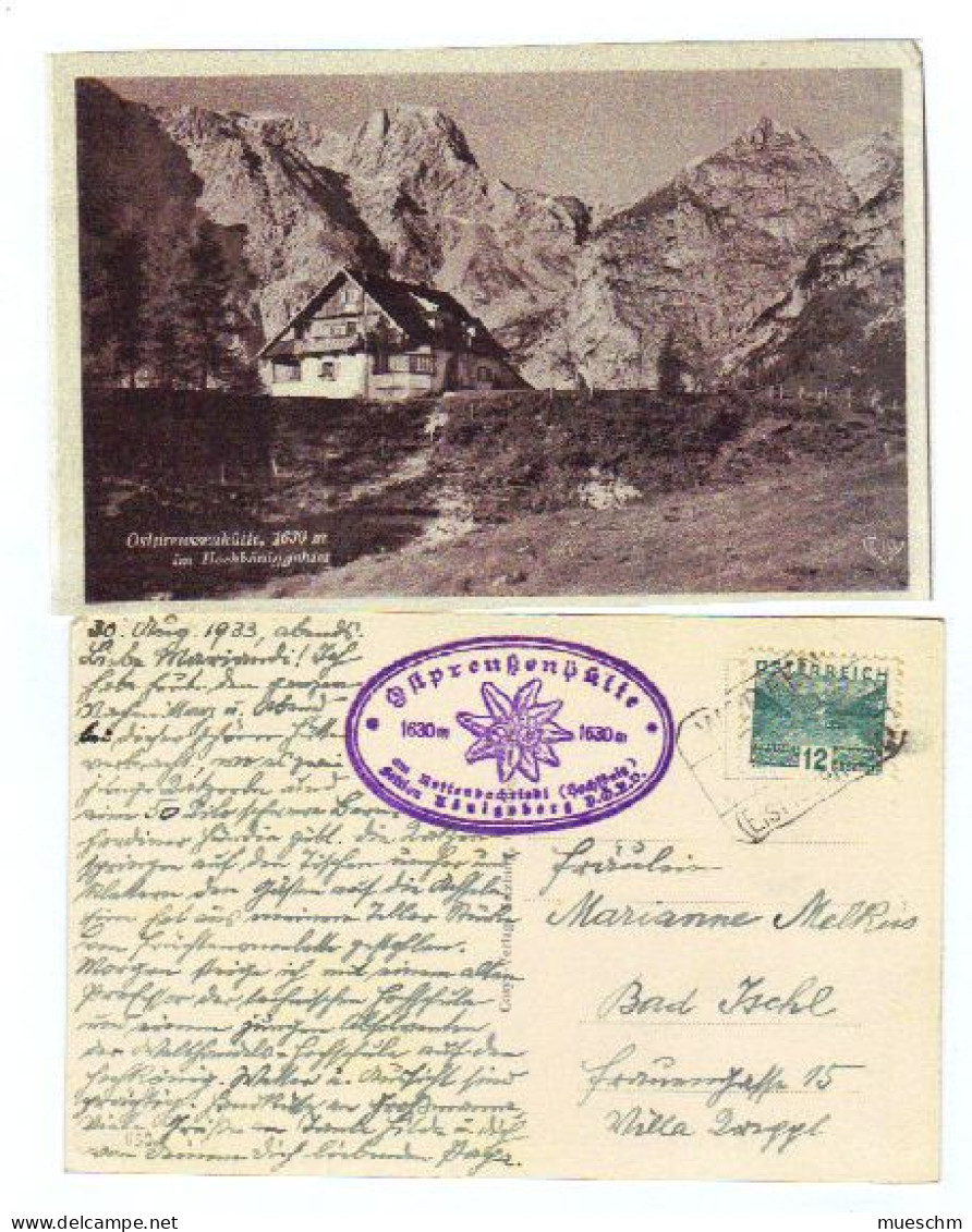 Österreich, 1933, AK "Ostpreussenhütte"/Sbg. Frankiert Mit MiNr.531, Kastenstempel V. Werfen Sowie Hüttenstempel (10874W - Hotels & Gaststätten