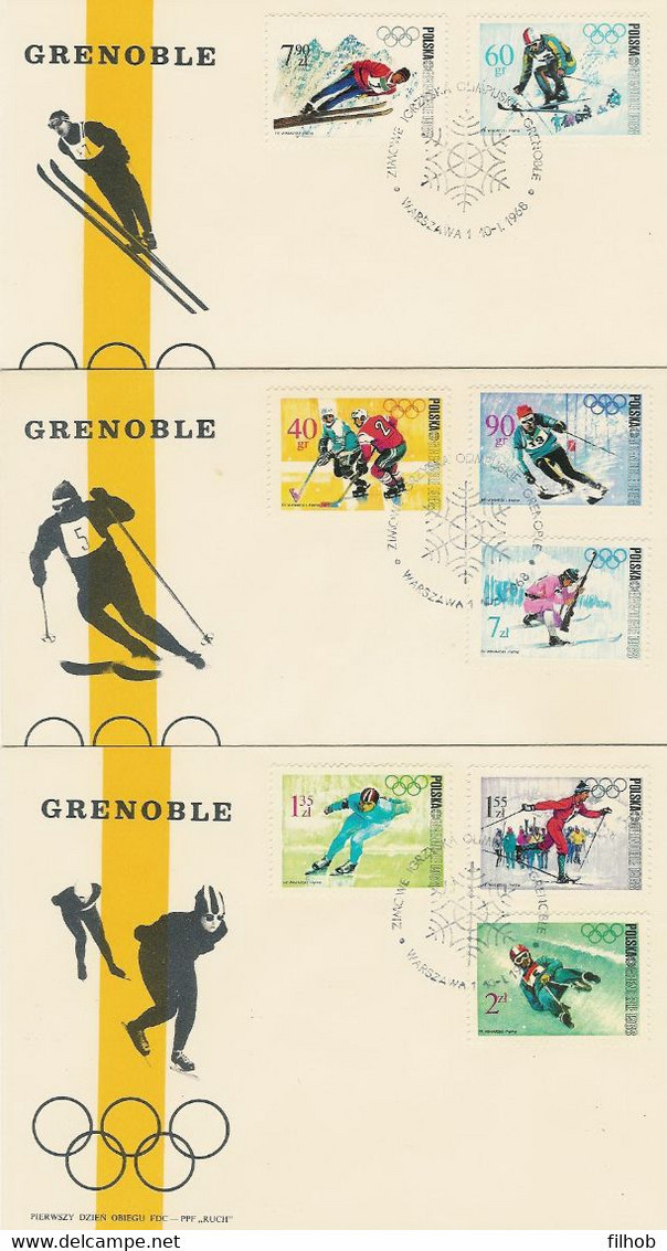 Poland FDC.1673-80 #3: Winter Olympics Grenoble 1968 - FDC