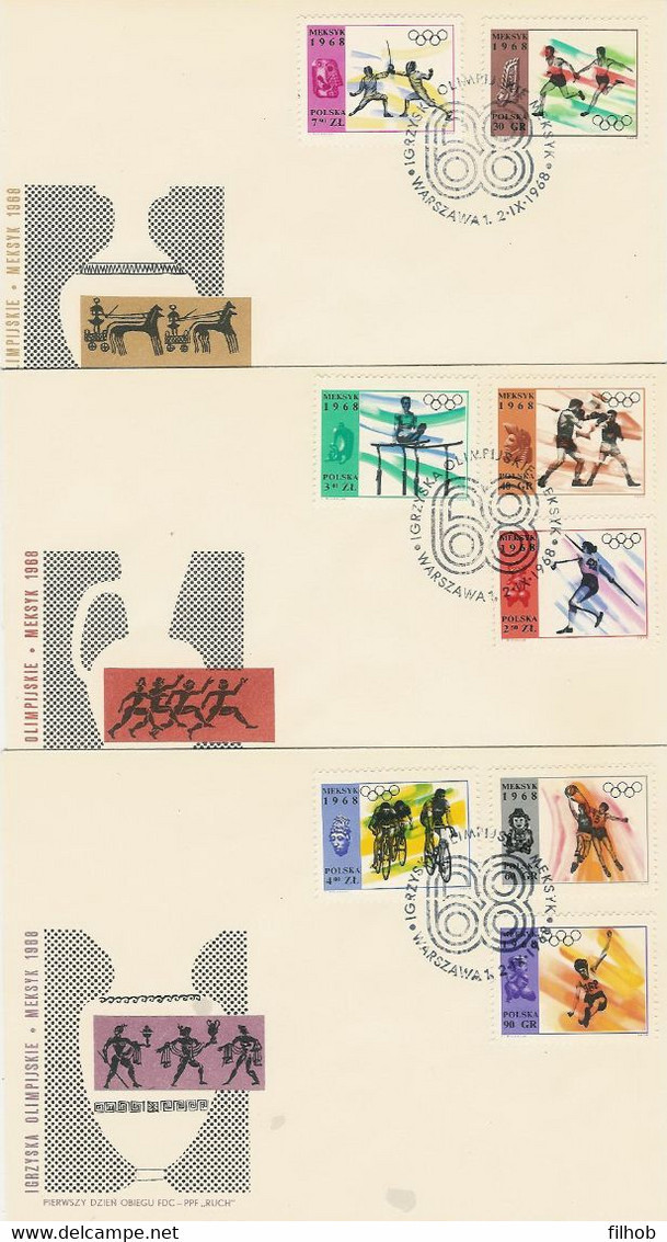 Poland FDC.1708-16 #4: Olympic Games Mexico 1968 - FDC