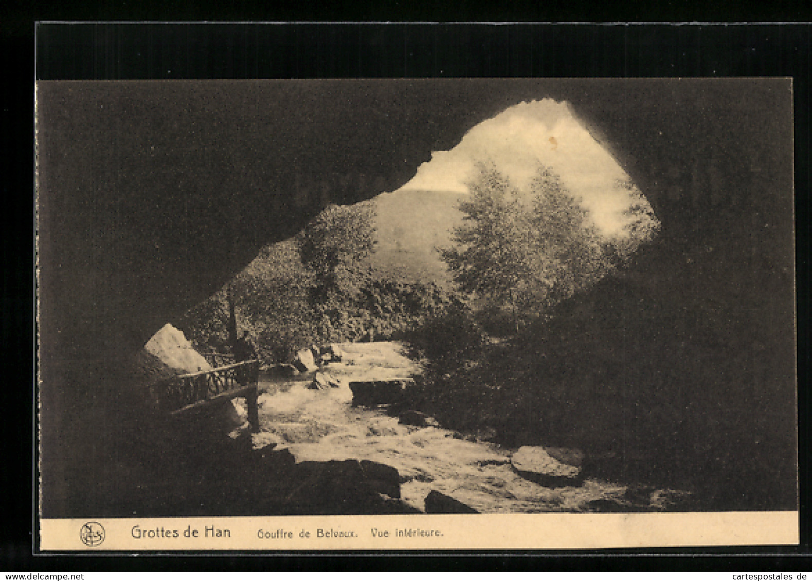 AK Grottes De Han, Gouffre De Belvaux, Vue Intérieure, Blick Aus Der Höhle  - Andere & Zonder Classificatie