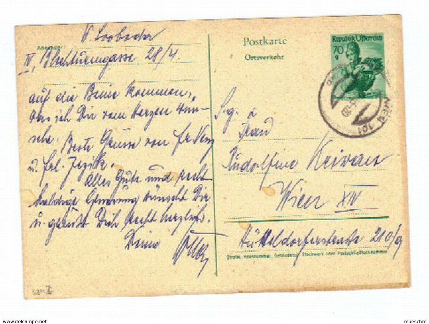 Österreich, 1963, Postkarte "Ortsverkehr" M. Eingedr. Frankatur 70g (10881W) - Cartes Postales