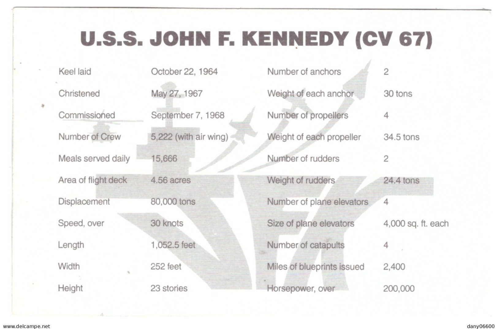 U.S.S. JOHN F. KENNEDY (carte Photo) - Warships