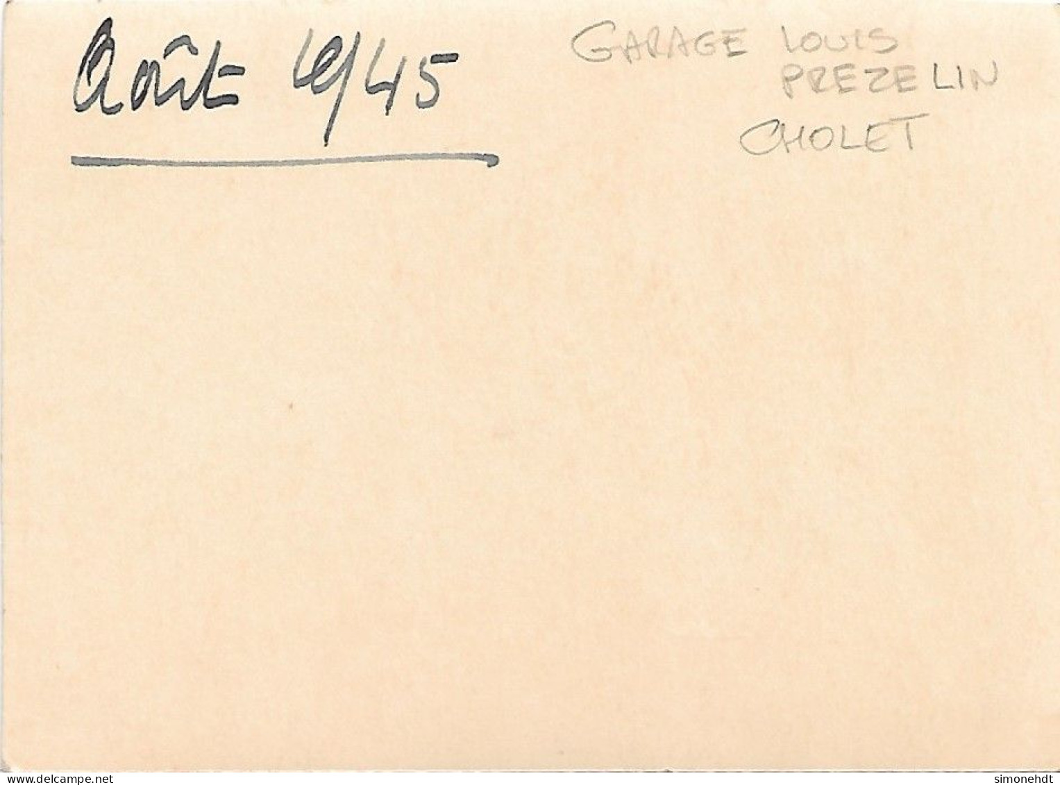 CHOLET - Photo ( 11,5 Cm X 8,5 ) - Garage Louis  PREZELIN En 1945 - Cholet