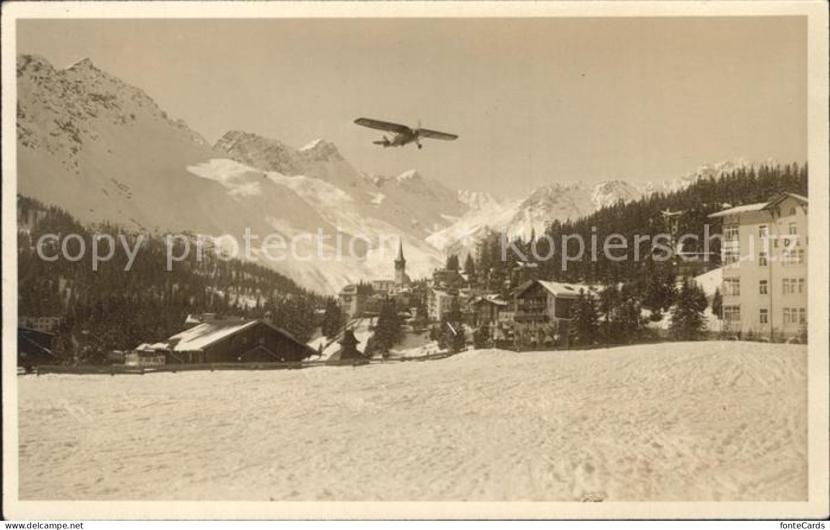12358645 Arosa GR Winterpanorama Alpen Motorflugzeug Arosa GR - Other & Unclassified