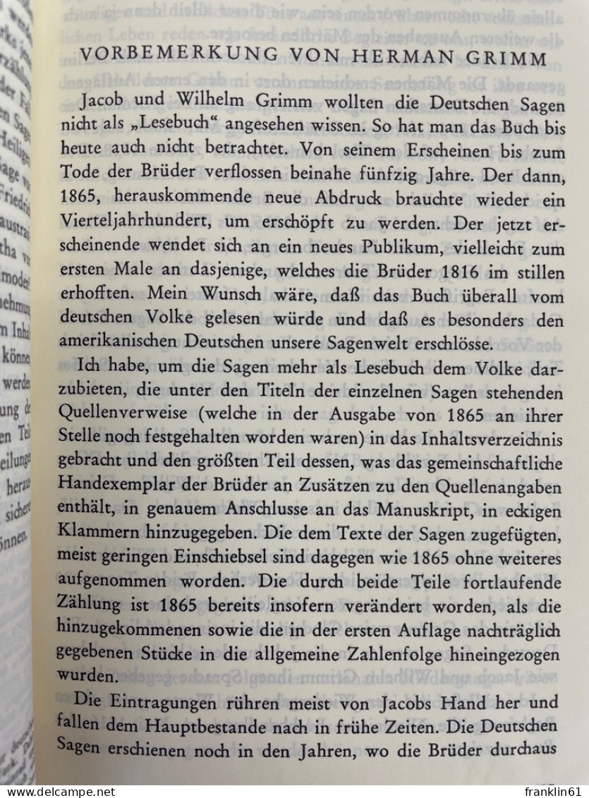 Deutsche Sagen : 2 Bände In 1 Band. - Racconti E Leggende