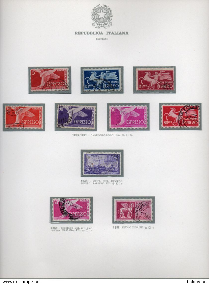 Italia 1945-1950 6 Annate Complete Usate Su Fogli G.B.E. (vedi Descrizione) - Annate Complete