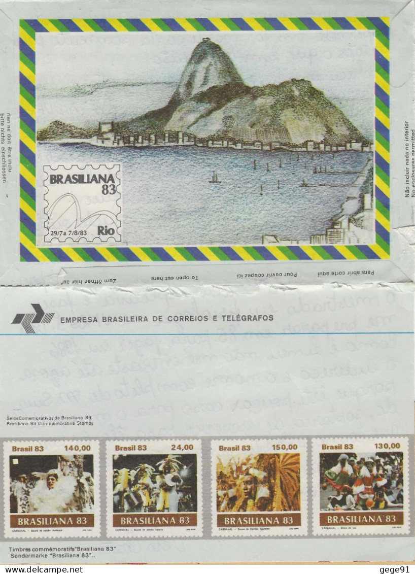 Aérogramme De Porto Alegre Pour La France - Exposition Brasiliana 83 - Carnaval - Postwaardestukken