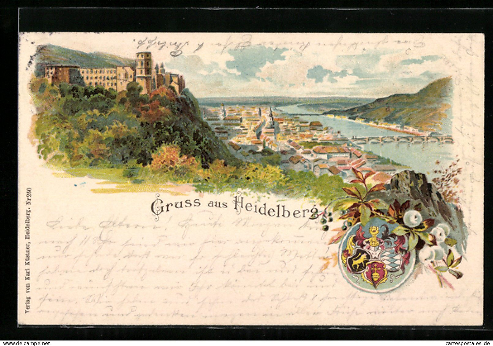 Lithographie Heidelberg, Panorama  - Heidelberg