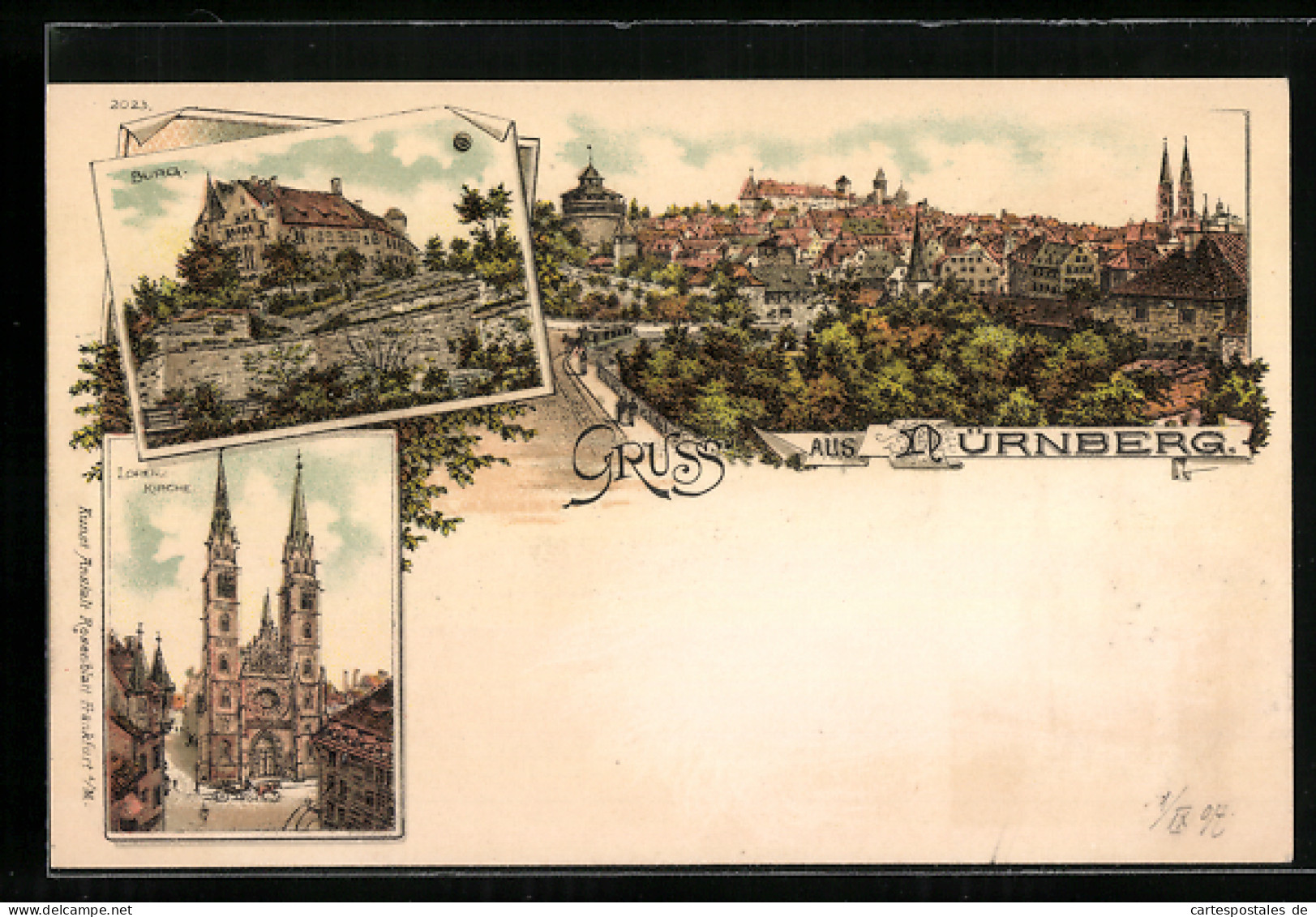 AK Nürnberg, Burg, Lorenzkirche, Totalansicht  - Nuernberg