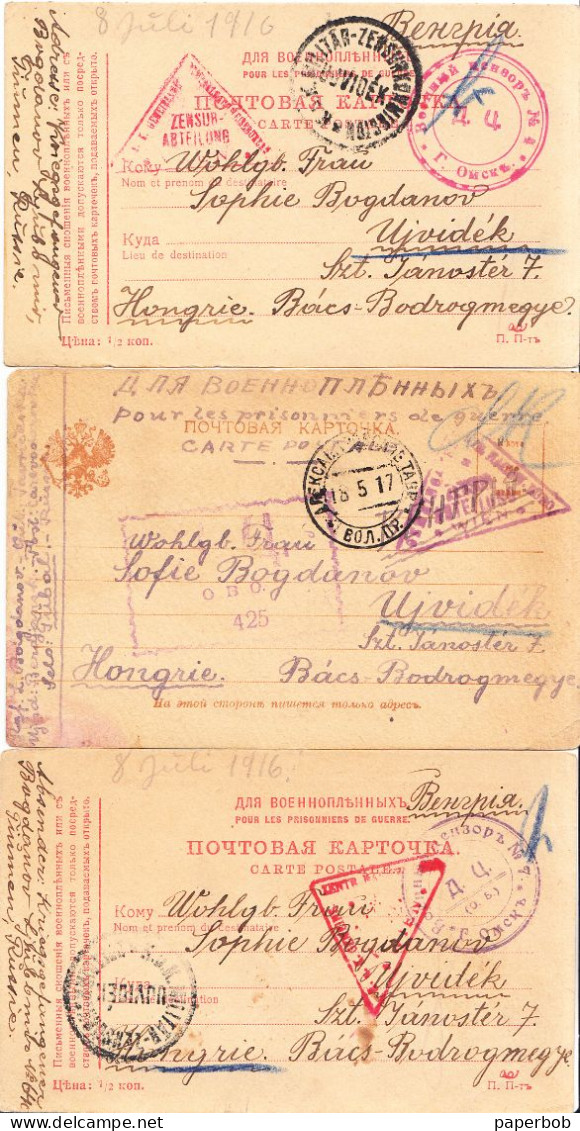 WWI , PRISONER OF WAR, RUSSIA,RED CROS , CENSOR - Briefe U. Dokumente