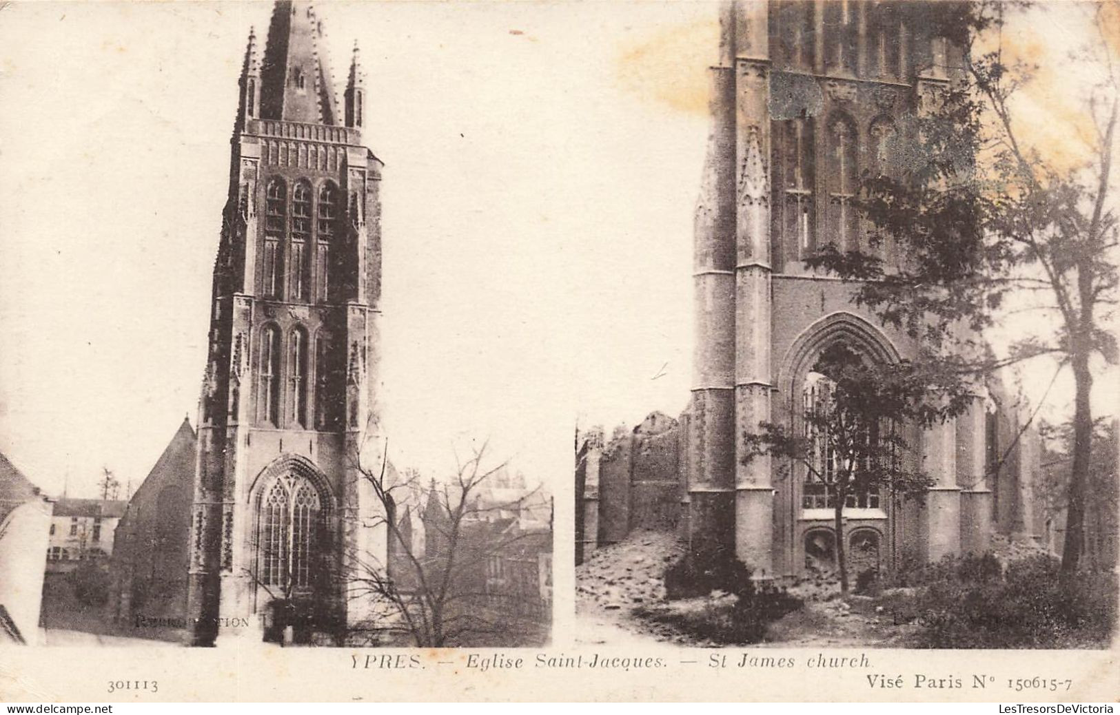 BELGIQUE - Ypres - Vue Générale De L'église Saint Jacques - Carte Postale Ancienne - Ieper