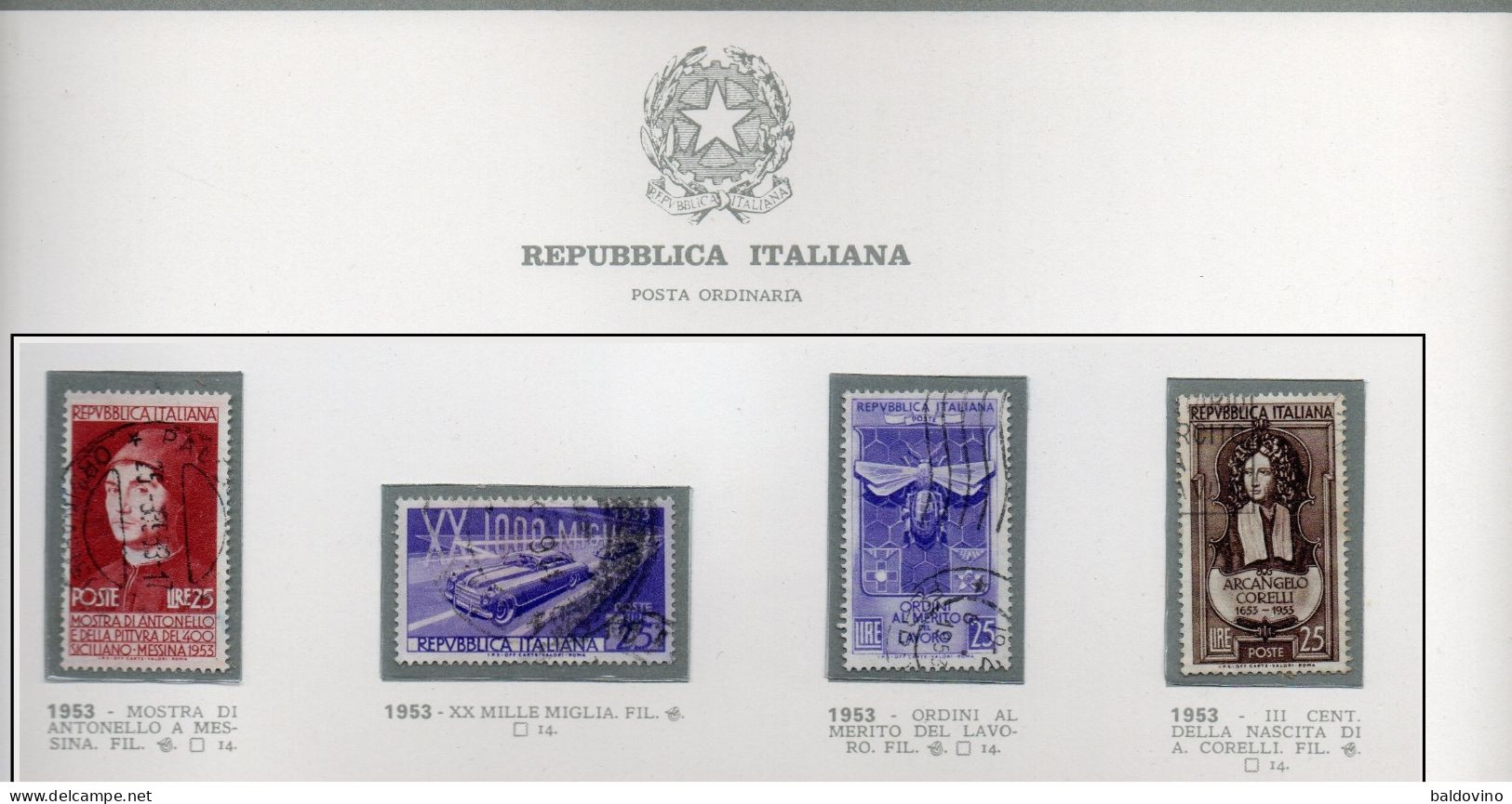 Italia 1953 Annata Completa Usata - Vollständige Jahrgänge