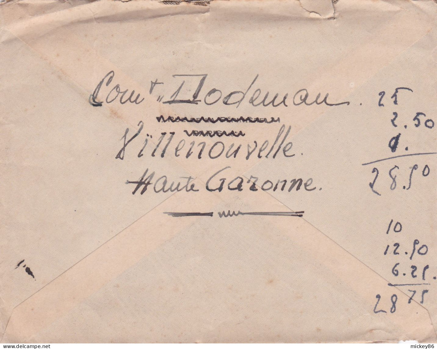 1931--lettre VILLENOUVELLE-31 Pour ROYALSTON Réexpédiée Sur BOSTON (Etats-Unis) ,type Semeuse Lignée,  Cachets - 1921-1960: Modern Period