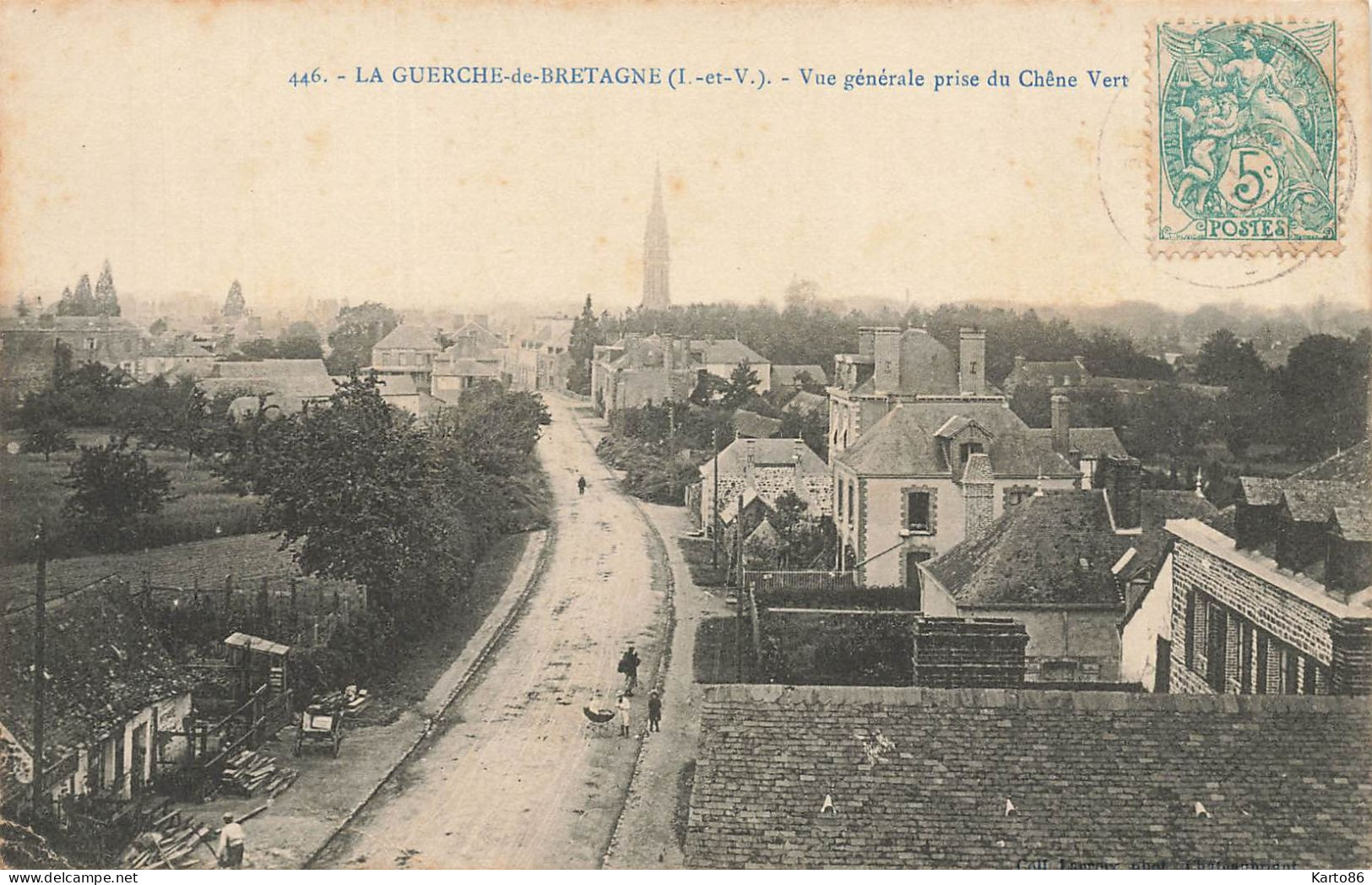 La Guerche De Bretagne * Vue Générale Prise Du Chêne Vert * Scierie Bois Enfants Villageois * éditeur Lacroix N°446 - La Guerche-de-Bretagne