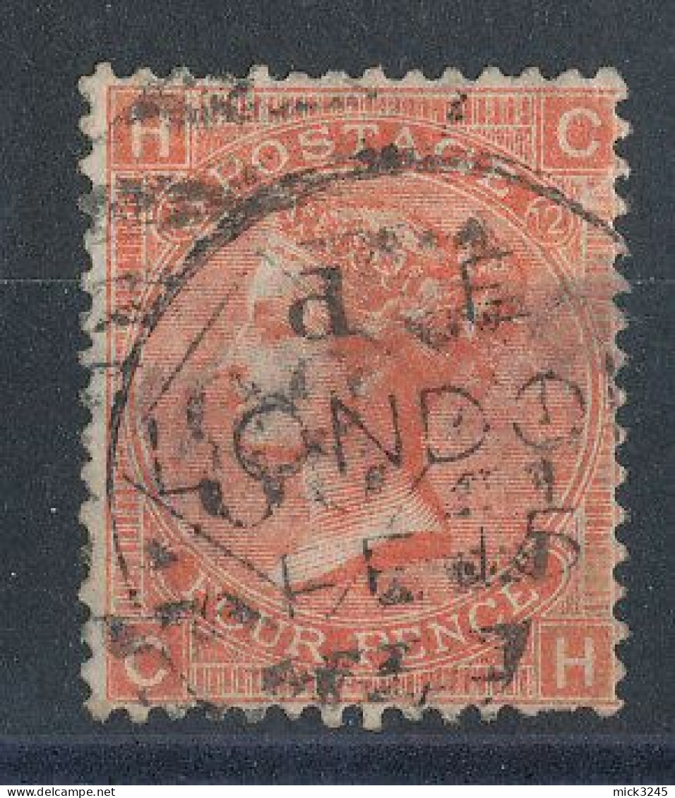 GB  N°32 Victoria 4p Rouge-orange De 1865 Planche 12 - Used Stamps