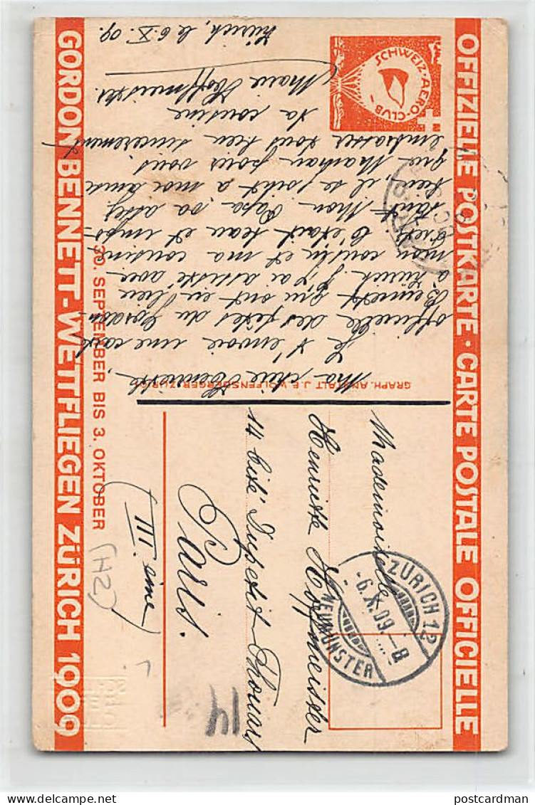 ZÜRICH - Offizielle Postkarte Gordon Bennet Wettfliegen Zürich 1909 - Verlag Unbekannt  - Zürich