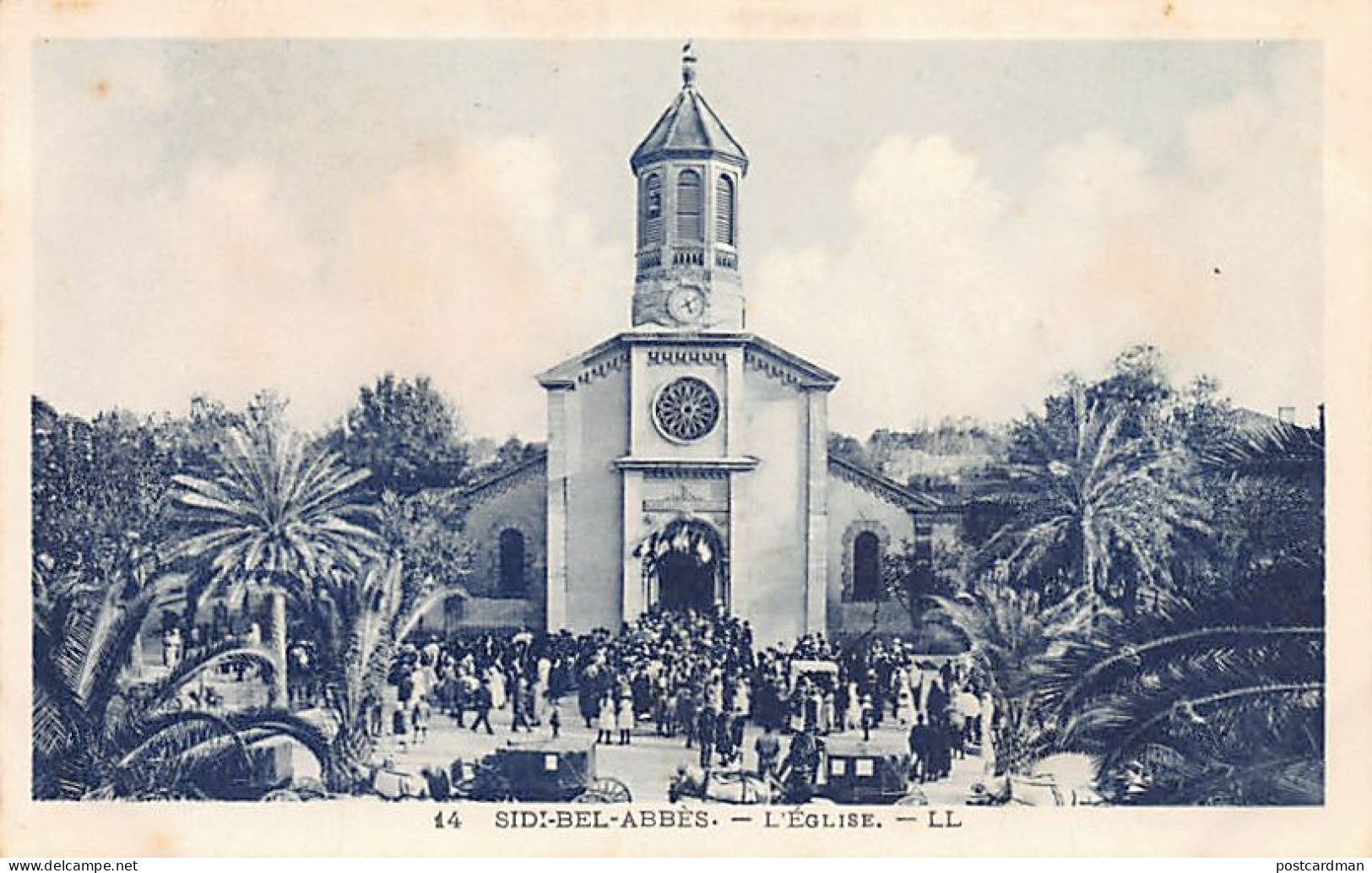 Algérie - SIDI BEL ABBÈS - L'église à La Sortie De La Messe - Ed. L.L. Lévy 14 - Sidi-bel-Abbès