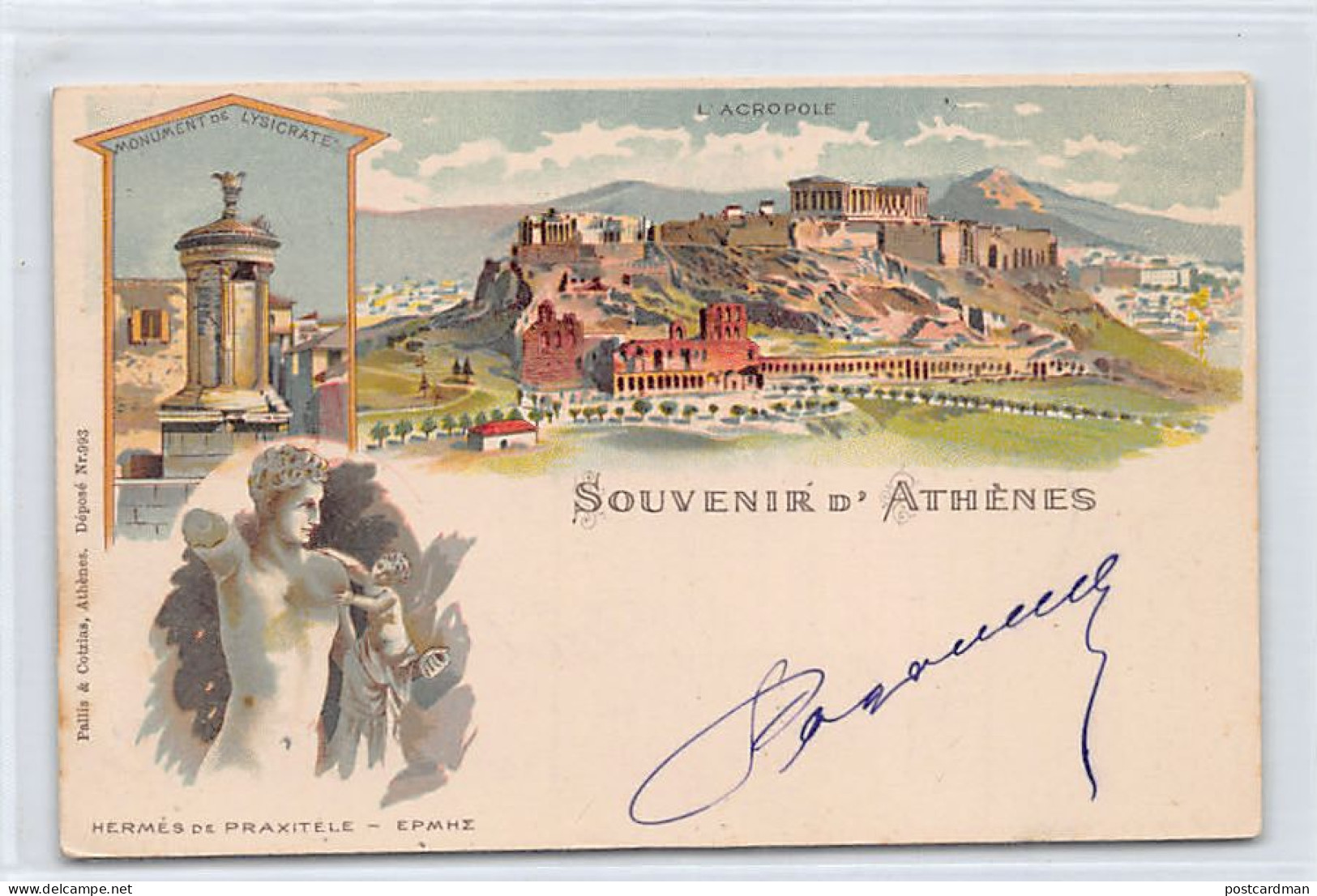 Greece - ATHENS - Litho - Acropolis - Hermes - Lysicrates - Publ. Pallis & Cotzias 993 - Griekenland