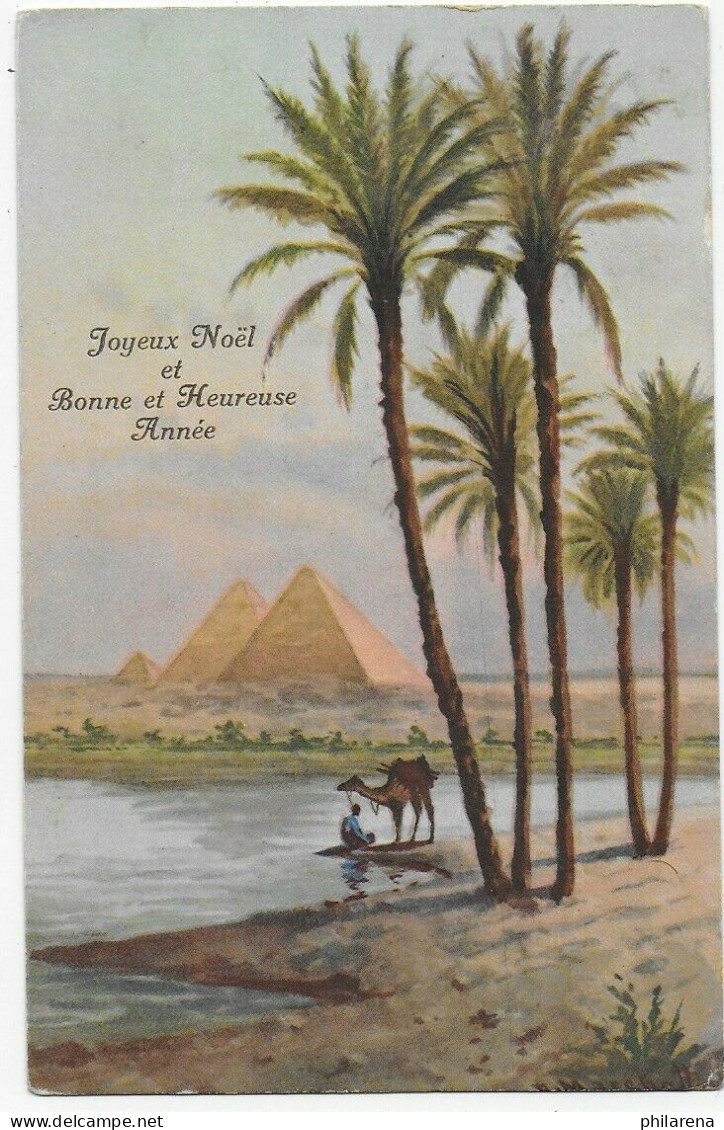 Schiffspost, Postkarte Port-Said, Pyramieden Ägypten, 1928 Nach Motpellier - Otros & Sin Clasificación