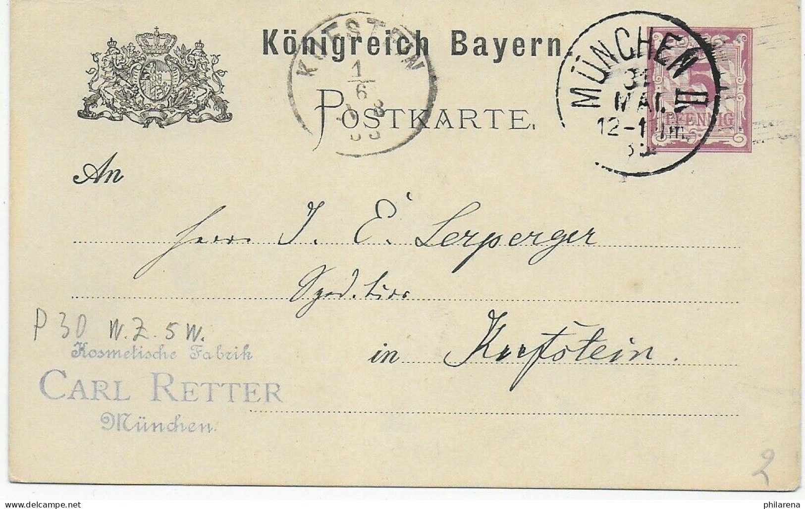 Ganzsache München 1885 - Brieven En Documenten