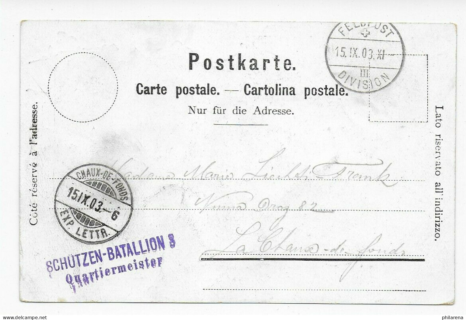 Feldpost Ansichtskarte Autigny Nach Chaux Of Fonds, 1903 - Other & Unclassified