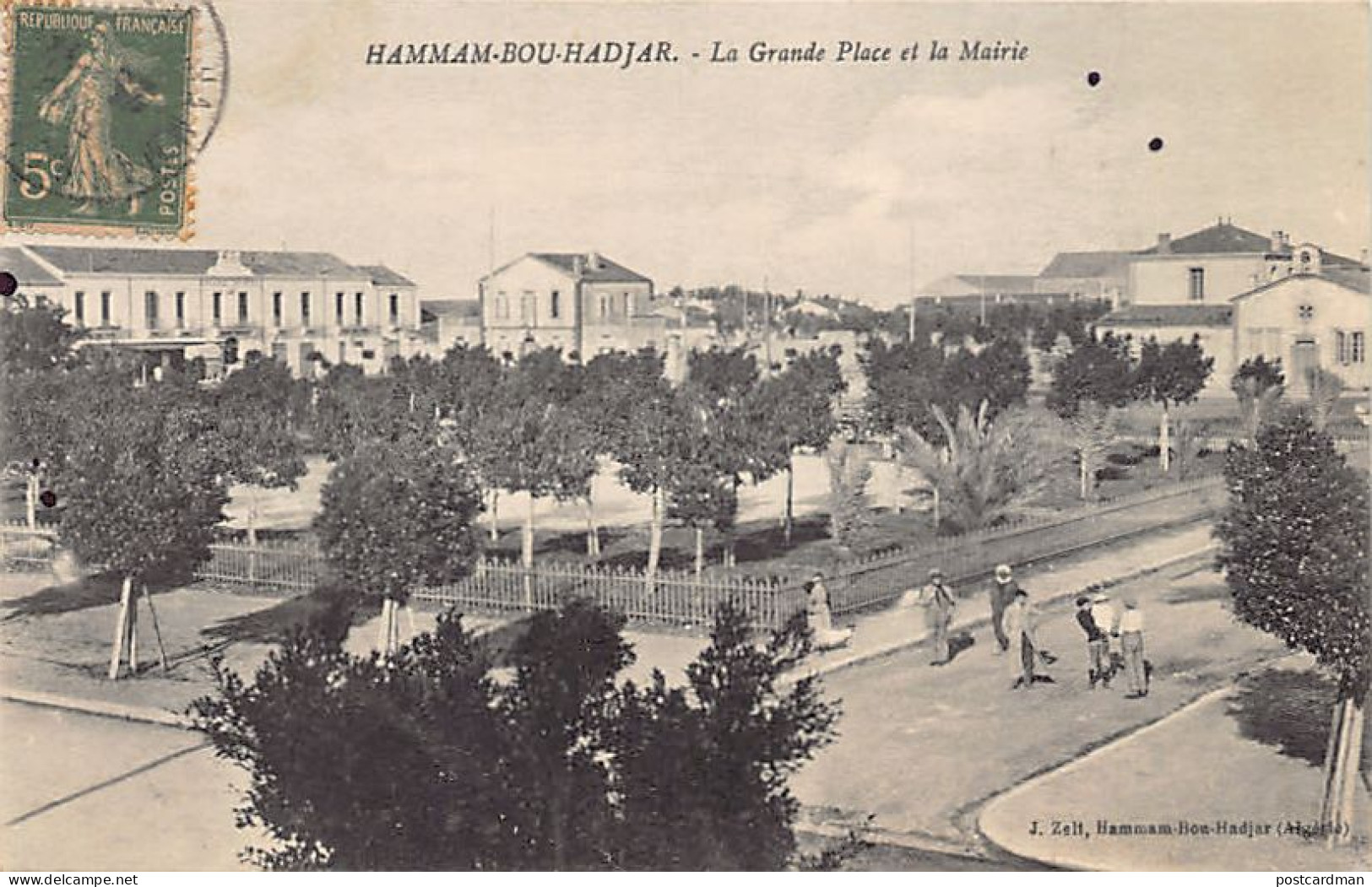 Algérie - HAMMAM BOU HADJAR - La Grande Place Et La Mairie - Ed. J. Zell  - Autres & Non Classés