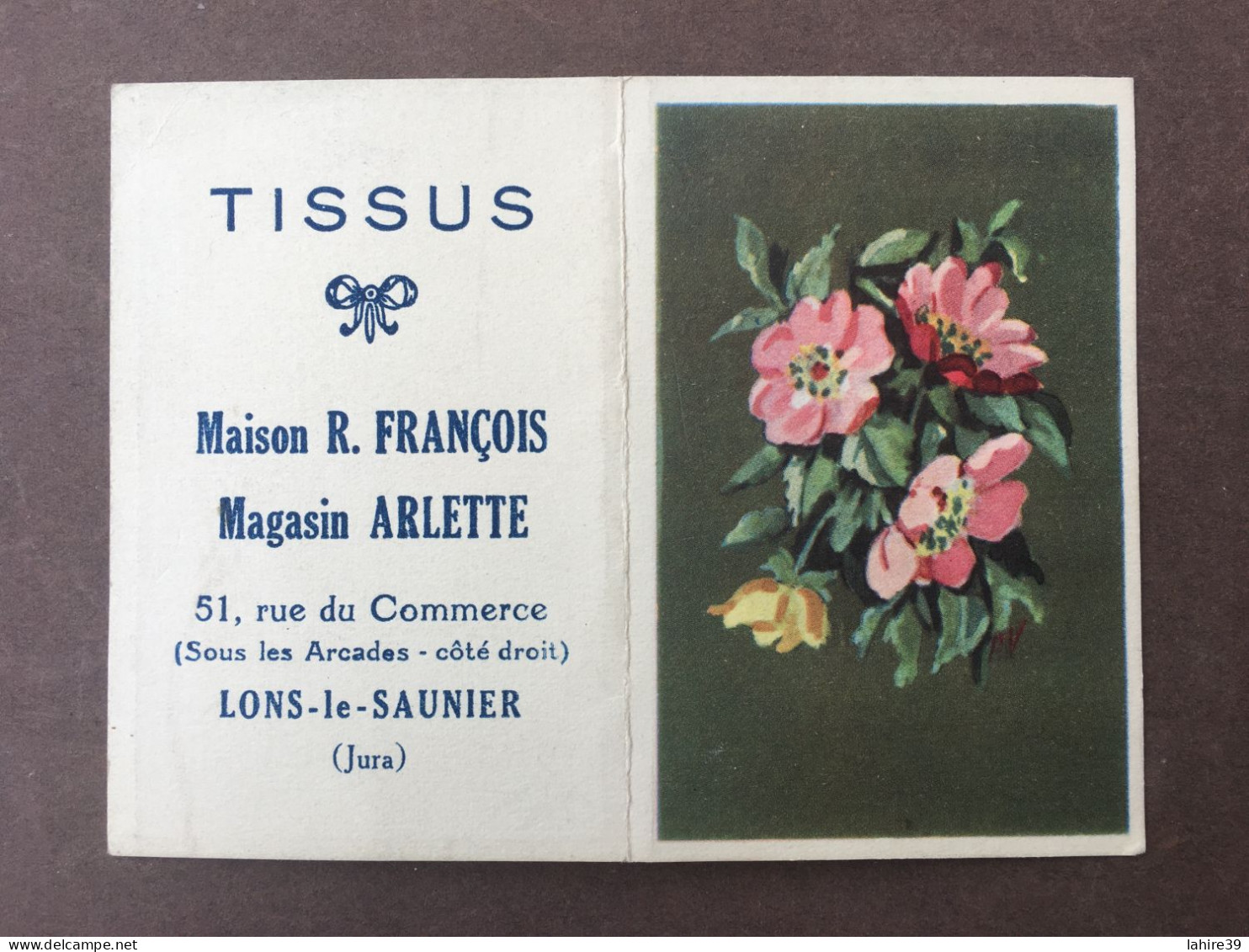 Petit Calendrier / Tissus Magasin Arlette / Maison François / 1952 / Lons Le Saunier / Jura / 39 - Klein Formaat: 1941-60