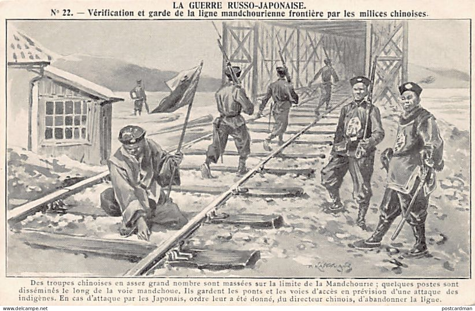 China - RUSSO JAPANESE WAR - Checking And Guarding The Railway Line On The Border Of Manchuria By Chinese Militiamen - China