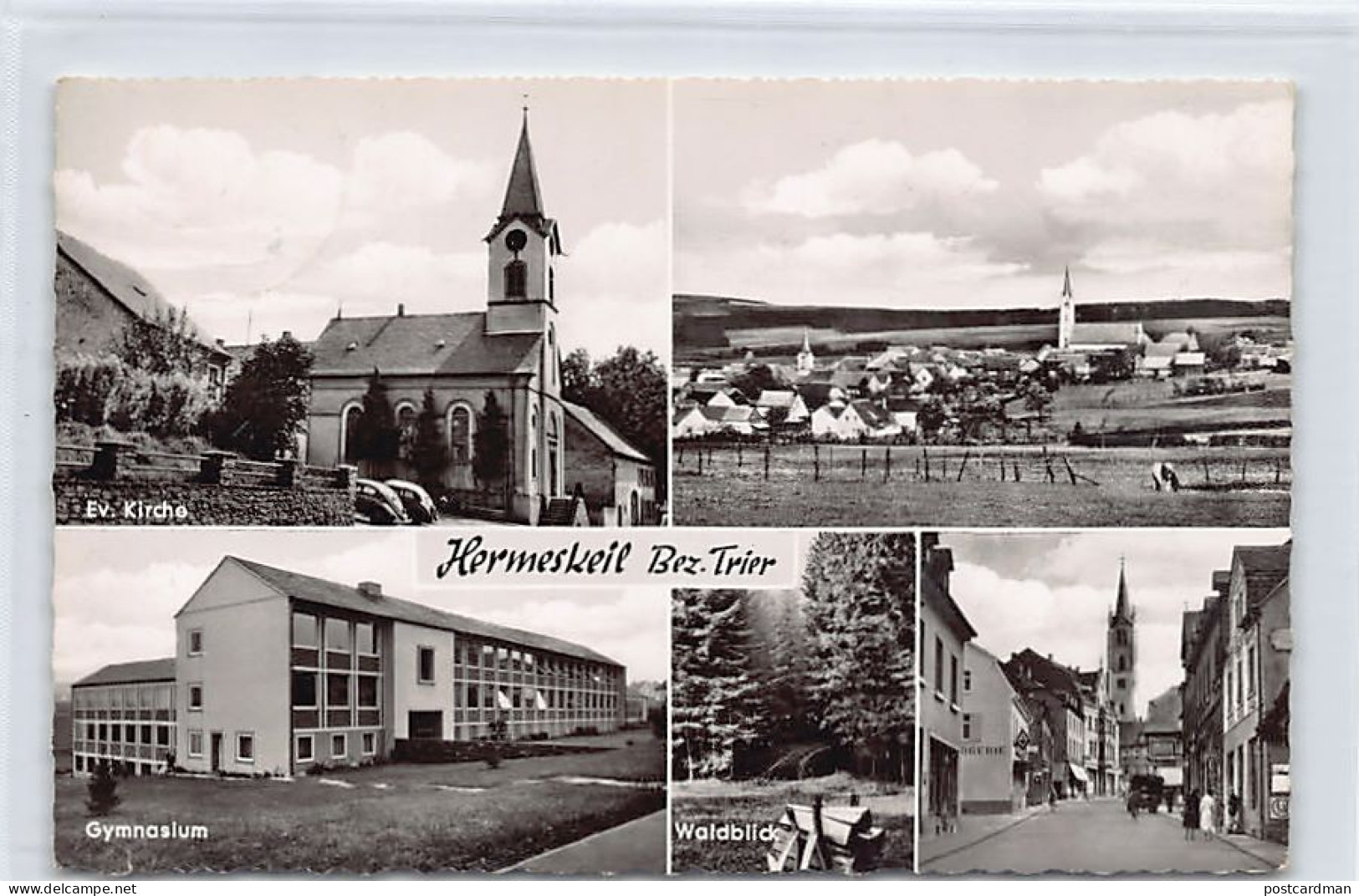 Hermeskeil Hunsrück (RP) Mehrfachansicht Ev. Kirche Gymnasium Waldblick Josef Lohmer Buchhandlung Agfa Korr's Verlag - Rhein-Hunsrück-Kreis