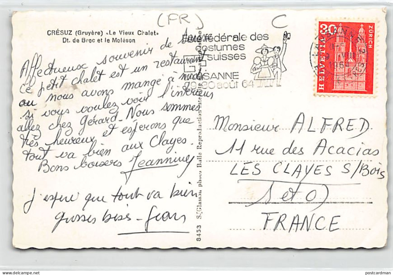 CRÉSUZ (FR) Le Vieux Chalet - Dent De Broc Et Le Moléson - Ed. S. Glasson 8453 - Crésuz