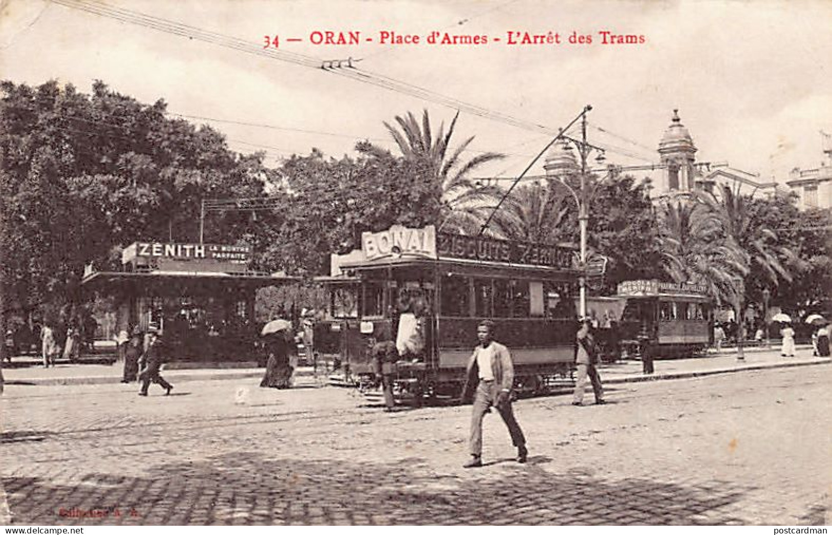 Algérie - ORAN - L'arrêt Des Trams - Place D'Armes - Ed. A.A. 34 - Oran
